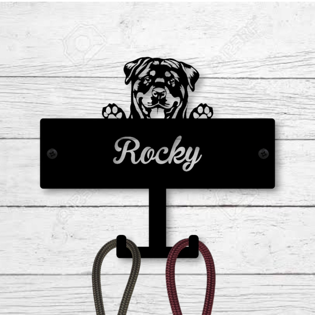 Peeking Rottweiler Lead Holder (Personalised)