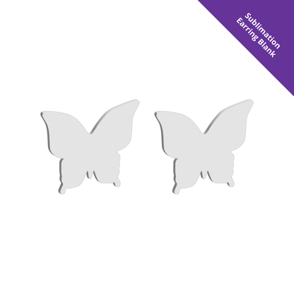 Stud Earring - Butterfly - 25mm [White]