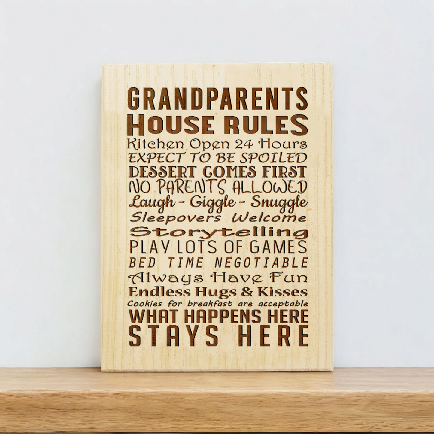 Grandparents House Rules Plaque