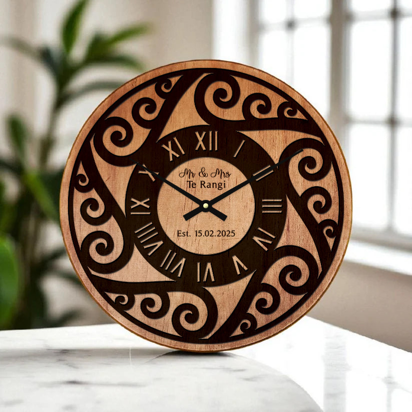 Wedding Clock #3 - Personalised - Solid Timber