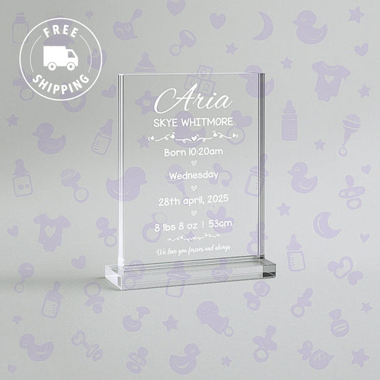 Acrylic Baby Birth Details Sign