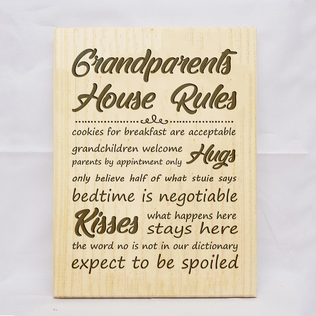 Grandparents House Rules Plaque