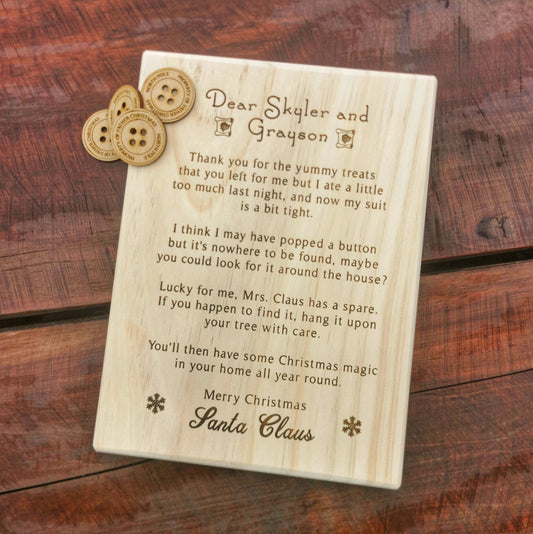 Santa's Lost Button Plaque (Personalised)