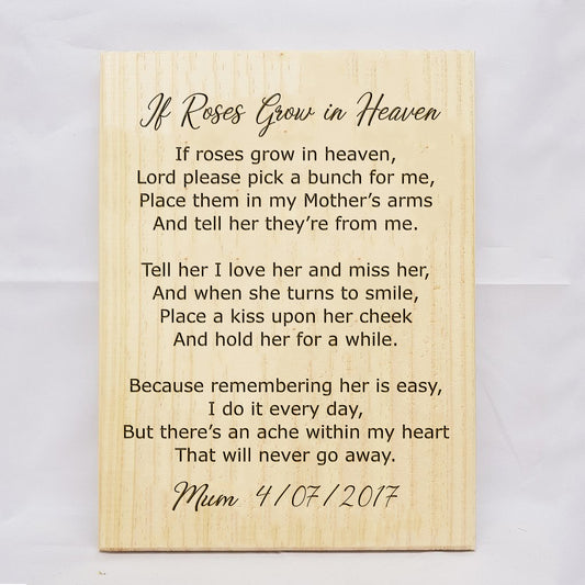 If Roses Grew In Heaven Plaque