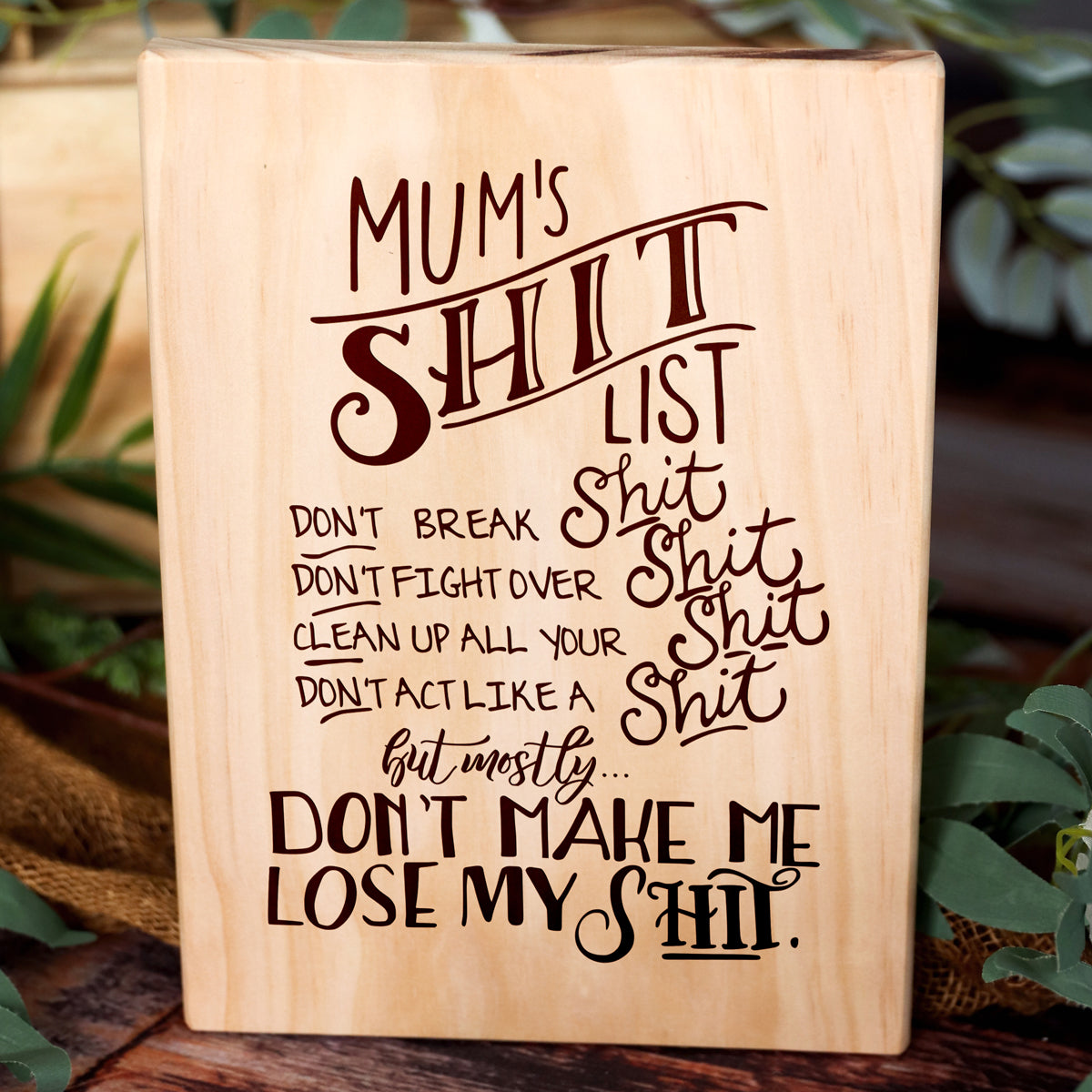 Mums List Plaque