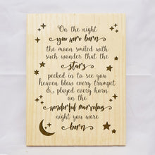 Load image into Gallery viewer, The Night You Were Born Plaque
