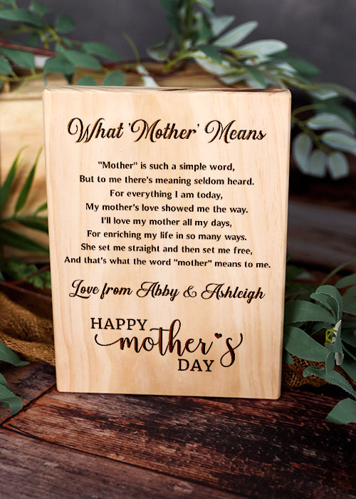 What 'Mother' Means Plaque