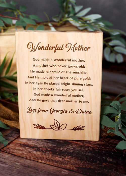 Wonderful Mother Plaque